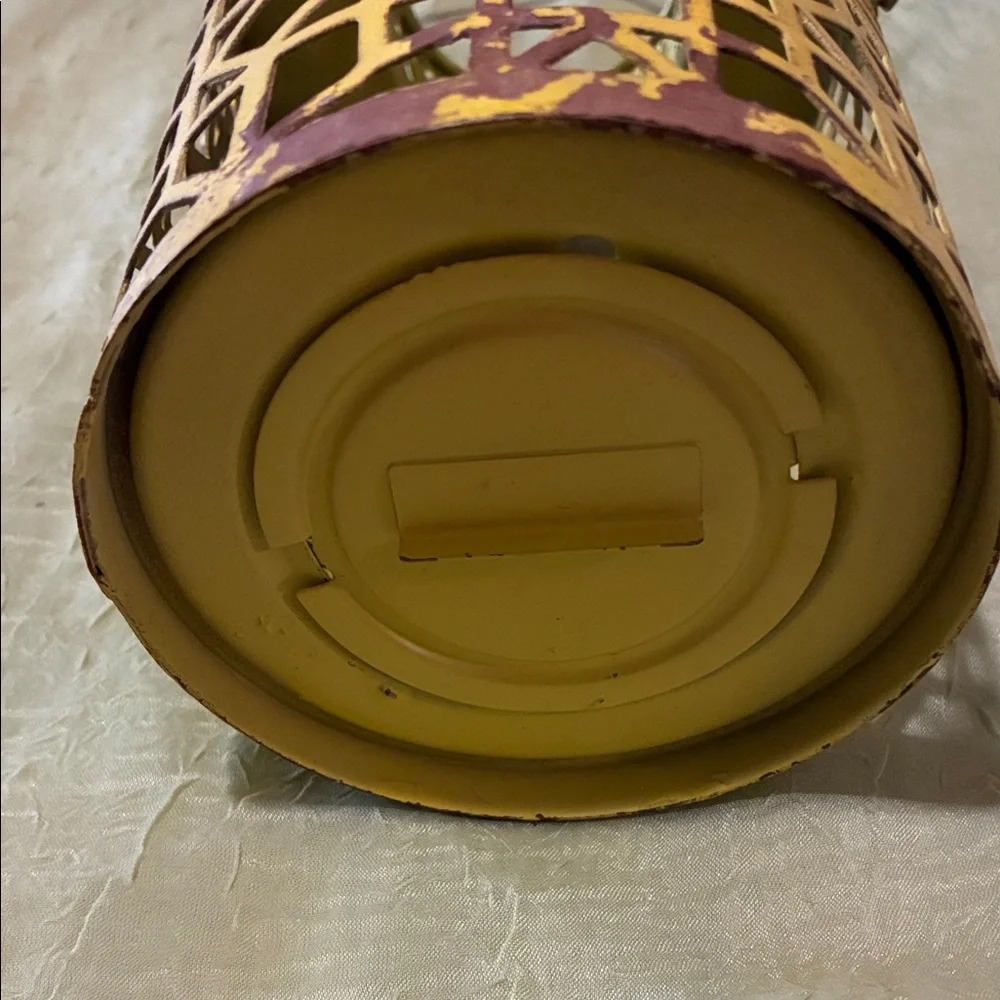 Vintage-Style Yellow Lantern Candle Holder